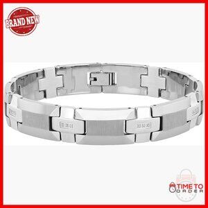 Men's Tungsten Steel Link Bracelet, 8.5" Length, Secure Clasp